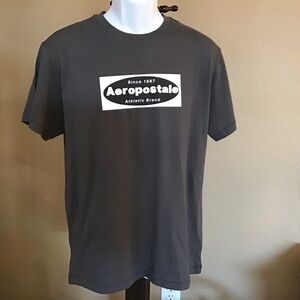 Aeropostale Men’s Box Logo Appliqué Graphic Tee In Dk Gray Size M